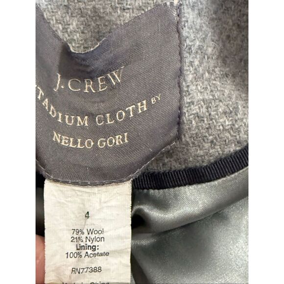 J.Crew Stadium Cloth Nello Gori Wool Double Breasted Top Of Waist Coat 4 Gray - Picture 6 of 6